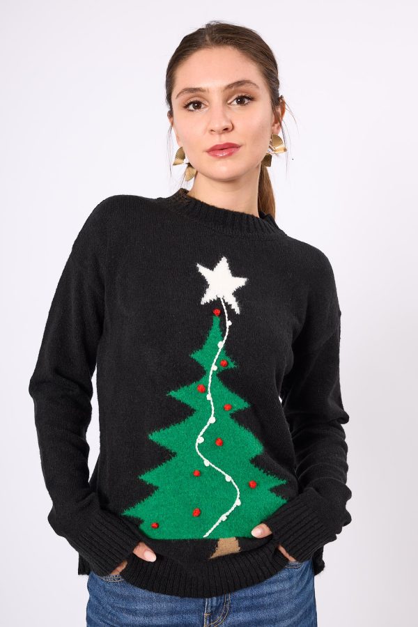 Çam Ağacı Desenli Unisex Yılbaşı Kazağı