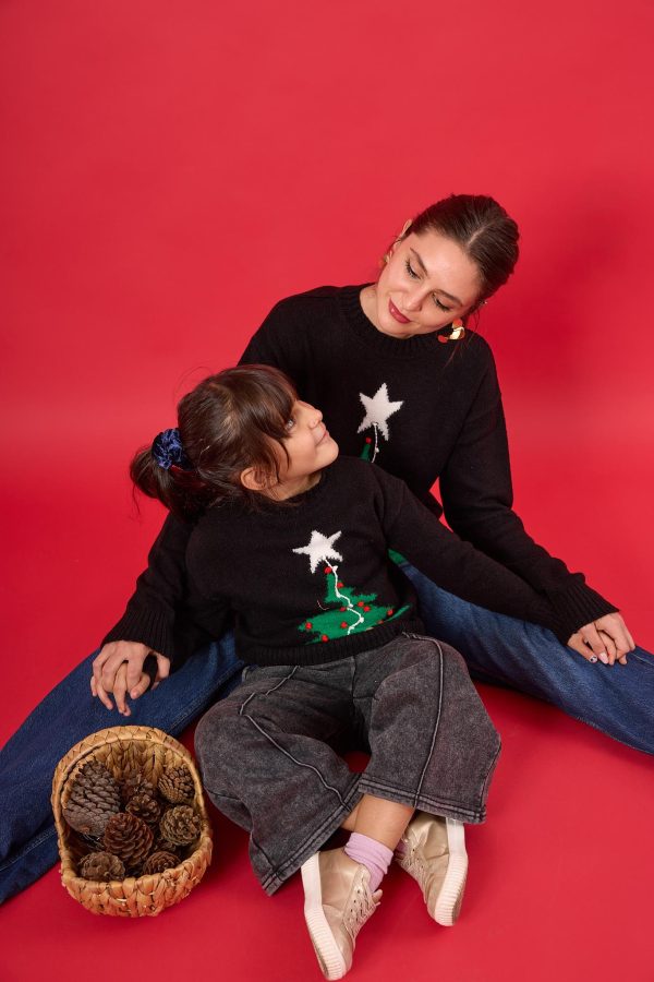 Çam Ağacı Desenli Unisex Yılbaşı Kazağı