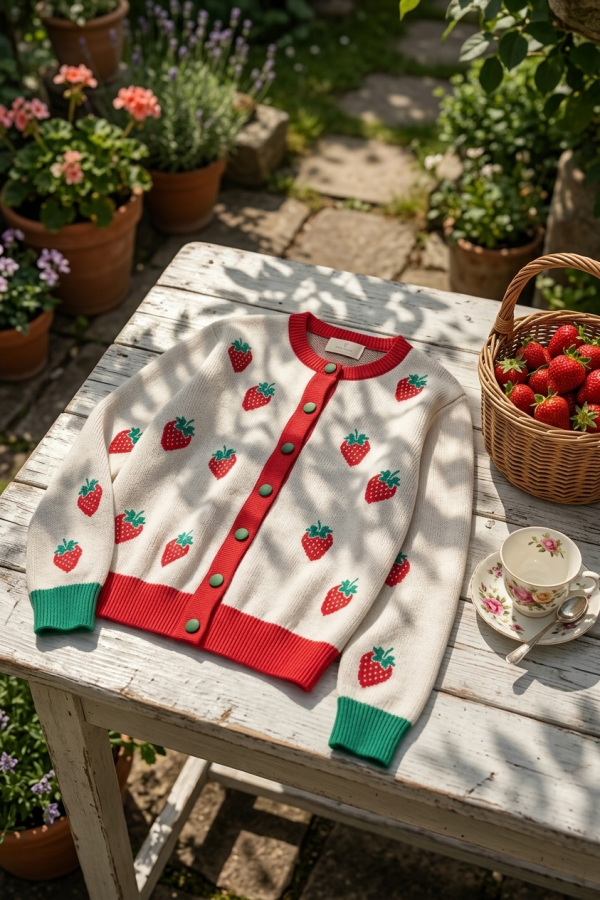 Peraluna Strawberry Hırka, Kadın Triko Hırka