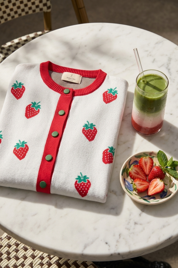 Peraluna Strawberry Hırka, Kadın Triko Hırka