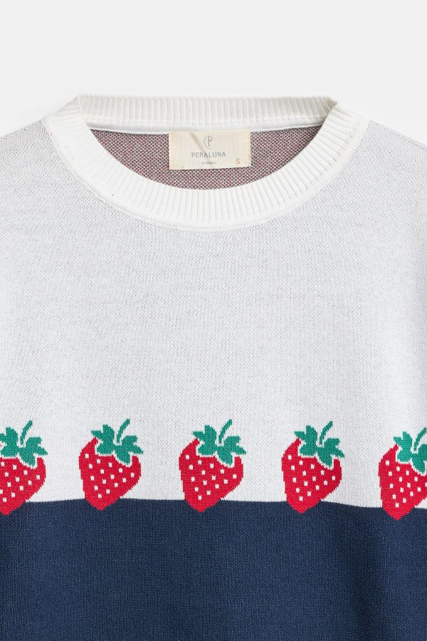 Peraluna Strawberry Kazak, O Yaka Kadın Triko Mevsimlik Kazak