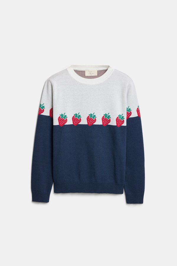 Peraluna Strawberry Kazak, O Yaka Kadın Triko Mevsimlik Kazak